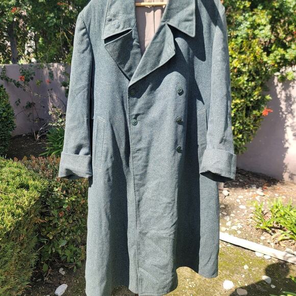 Vtg Swiss Army Military Wool Overcoat - Picture 2 of 10